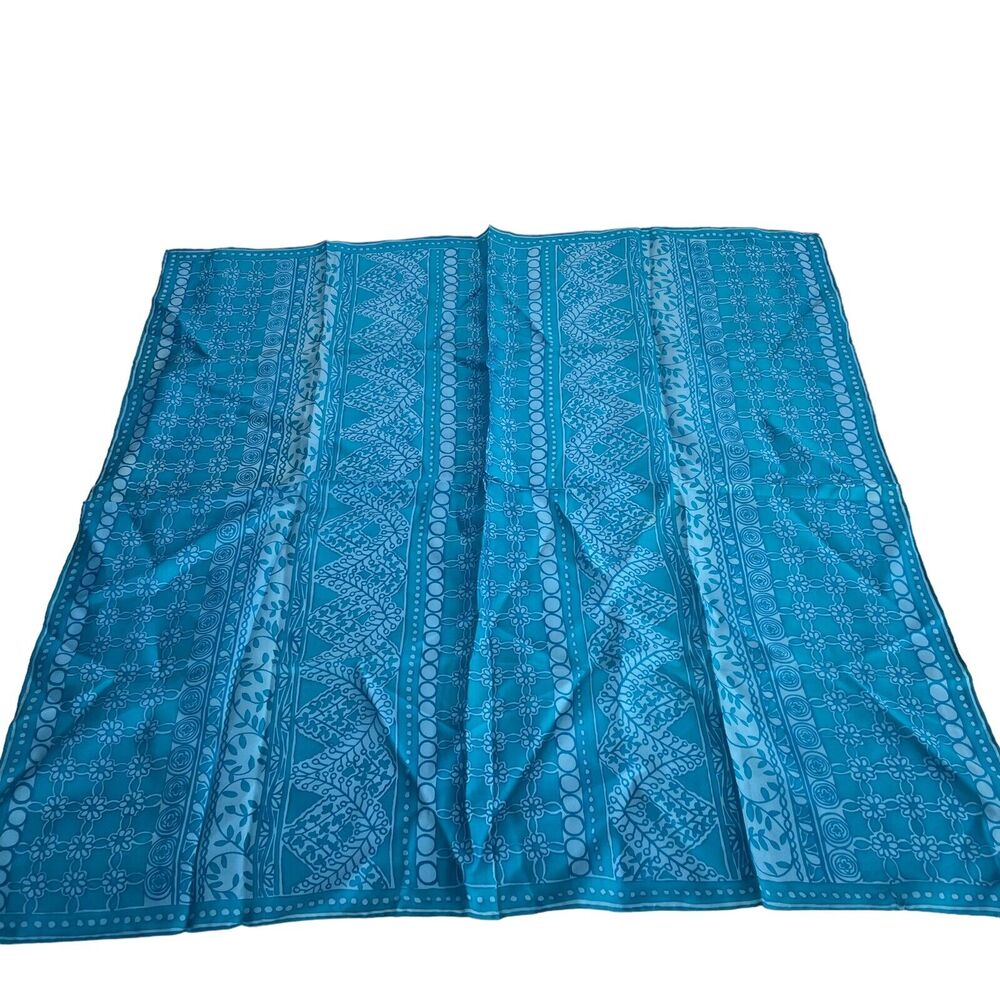 Vintage glentex Blue Geometric Print Square Silk scarf